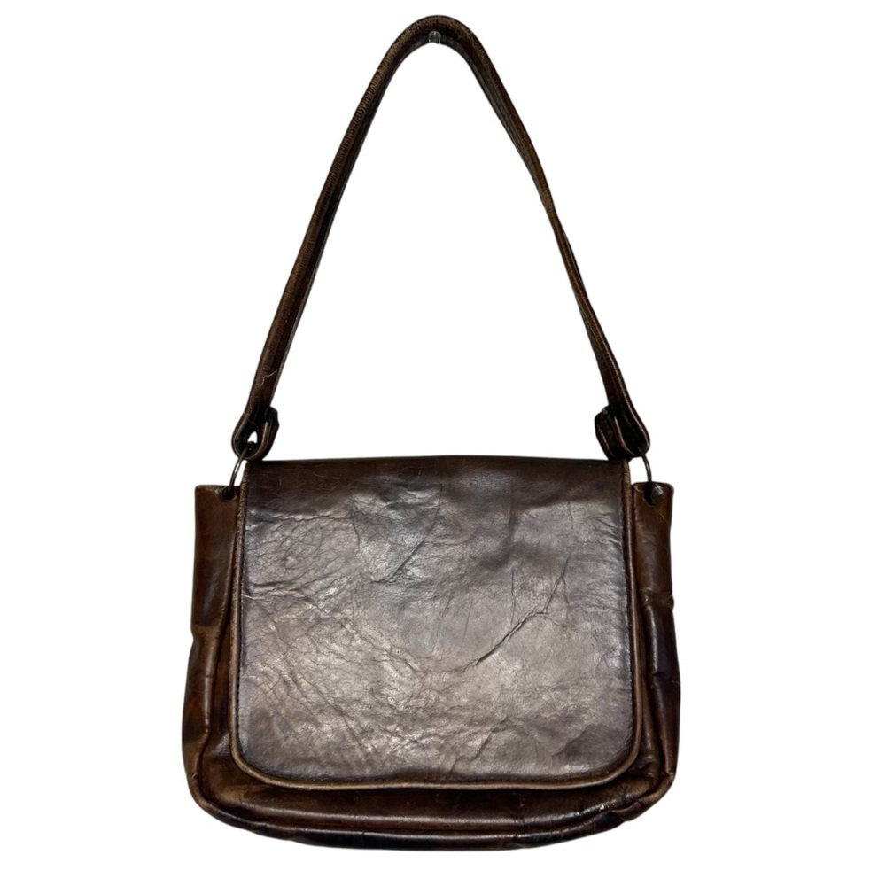70's Handmade Boho Hippie Leather Flap Bag